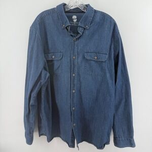 Ocean & Coast Mens XL Shirt Blue‎ Denim Long Sleeve Button Down 100% Cotton